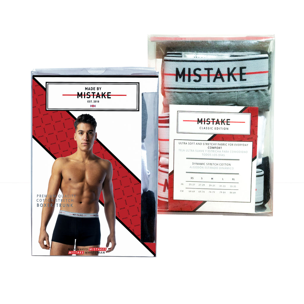 Mistake Classic Edition Boxer Shorts (Navy, Grey, White)
